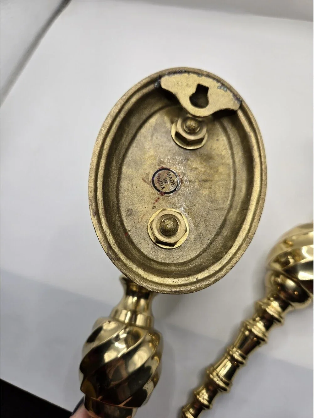 Vintage Solid Brass Pair/Set Wall Sconce Candle Holders Twist Swirl 10